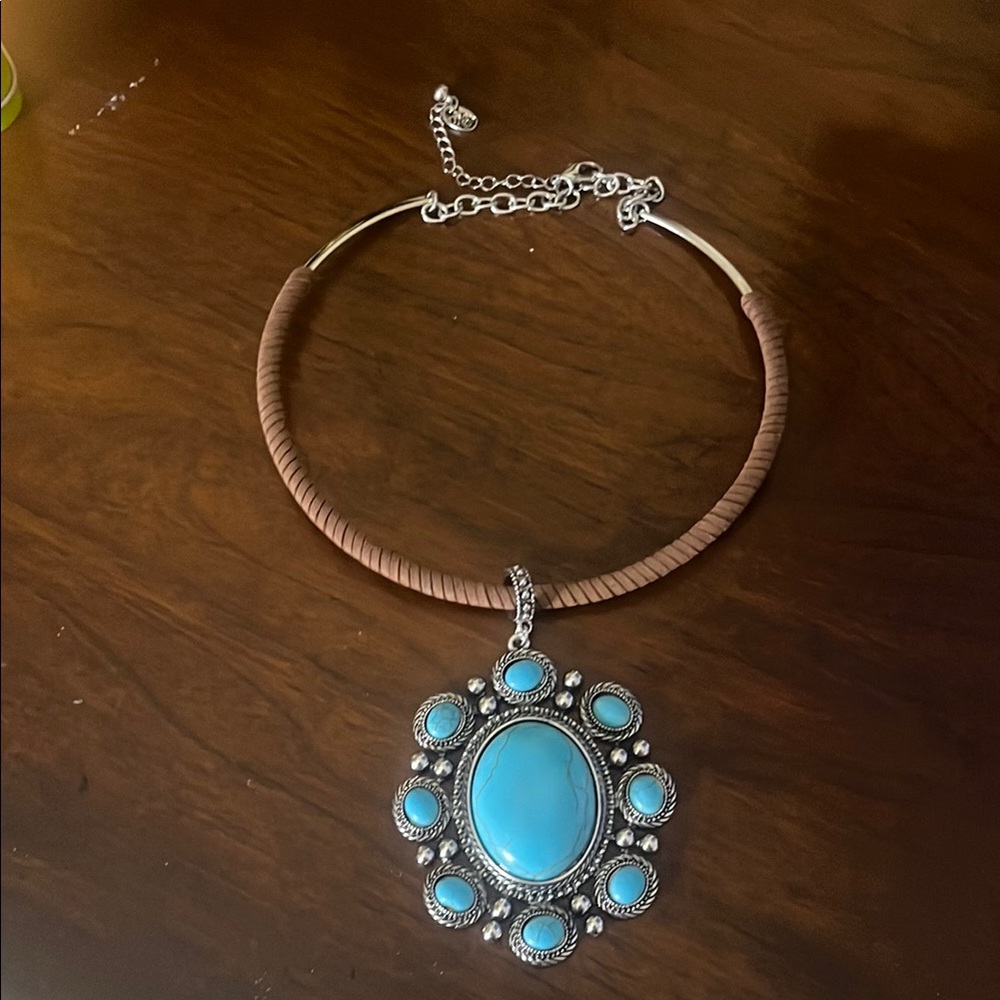 Silver and Blue Pendant Necklace